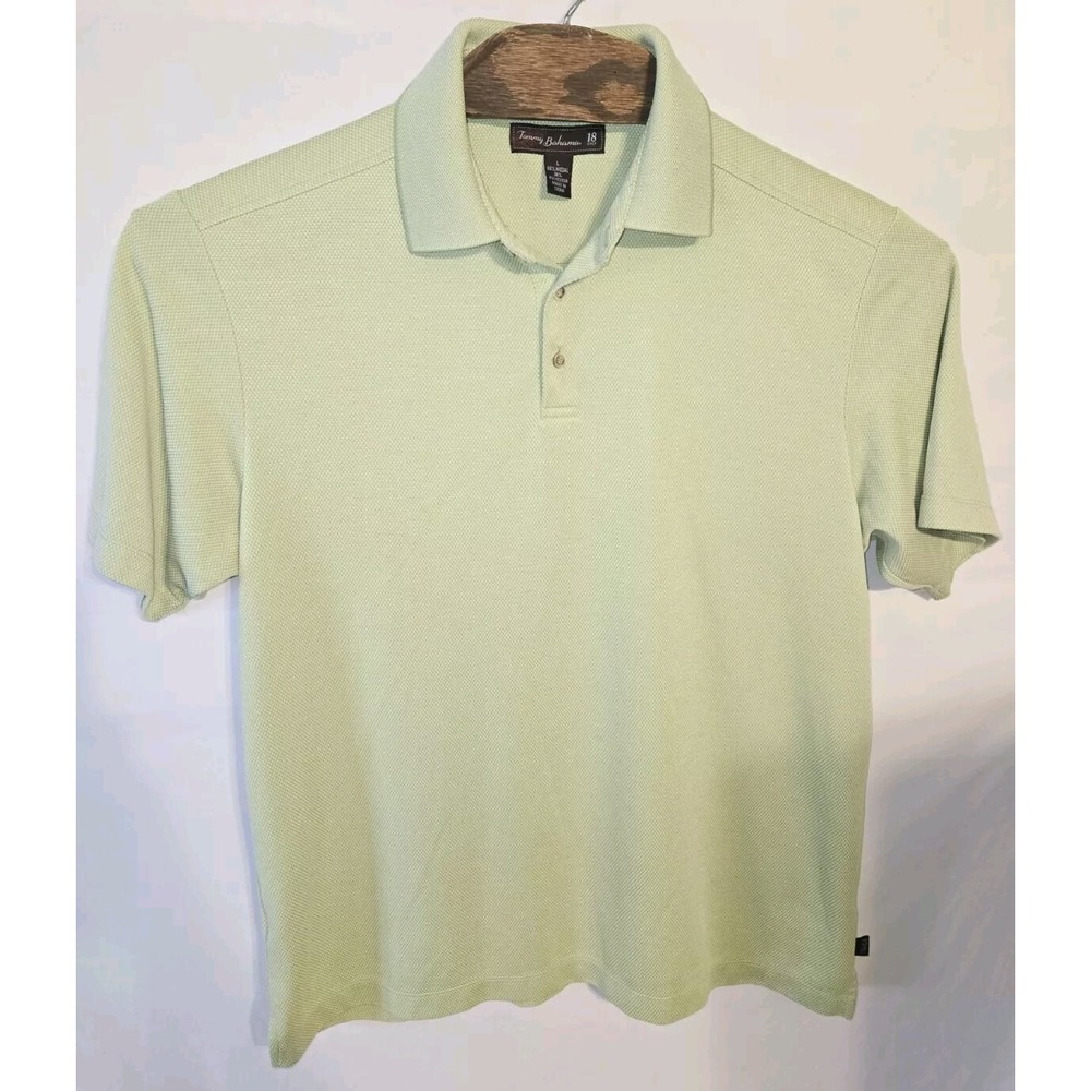 TOMMY BAHAMA MENS GREEN POLO 18 Gold Size Large Super Soft